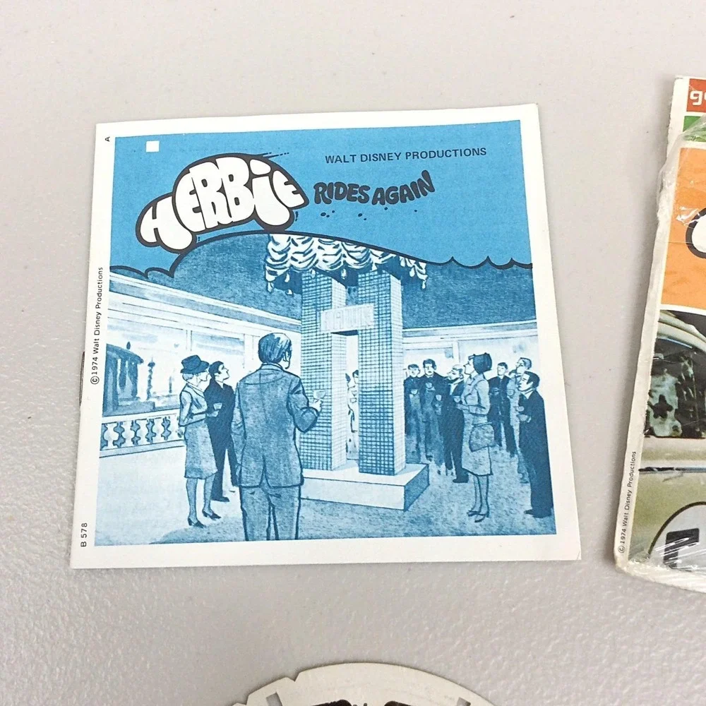Vintage 1974 GAF View Master Herbie Rides Again 3 Reel Set B578 World of Disney‎